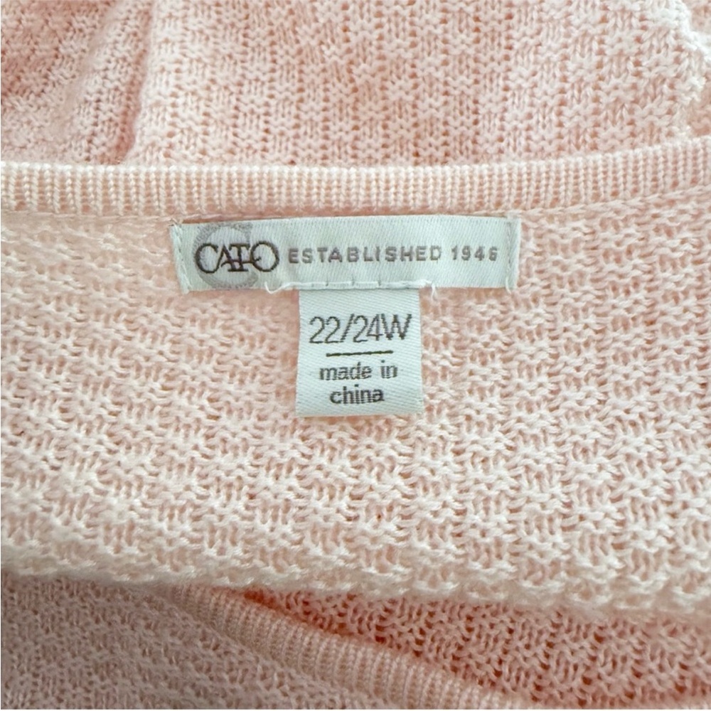 Cato Women Pearl Waffle Knit Sweater Size 22/24W Pink Pastel Feminine Casual - Picture 6 of 8
